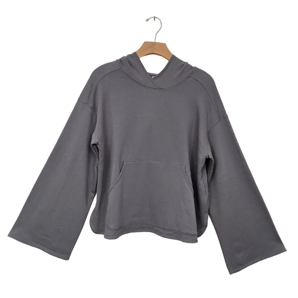 Max Studio Fleece Hoodie Womens Small Gray Cozy Warm Long Sleeve Loungewear
